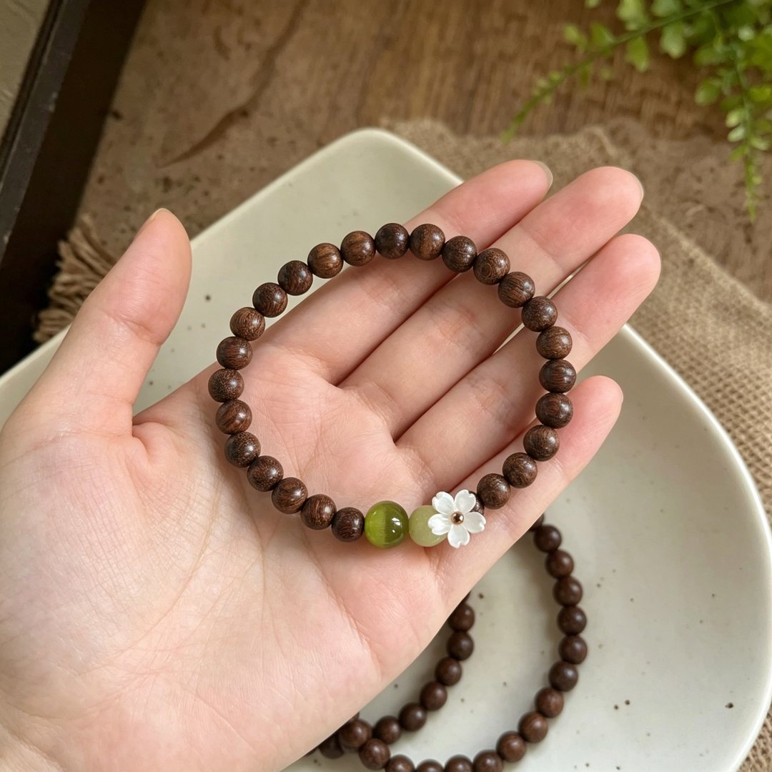 Vòng gỗ hoa lê vân nâu kiểu vòng đơn