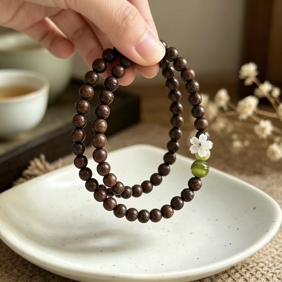Vòng gỗ hoa lê vân nâu vòng kép