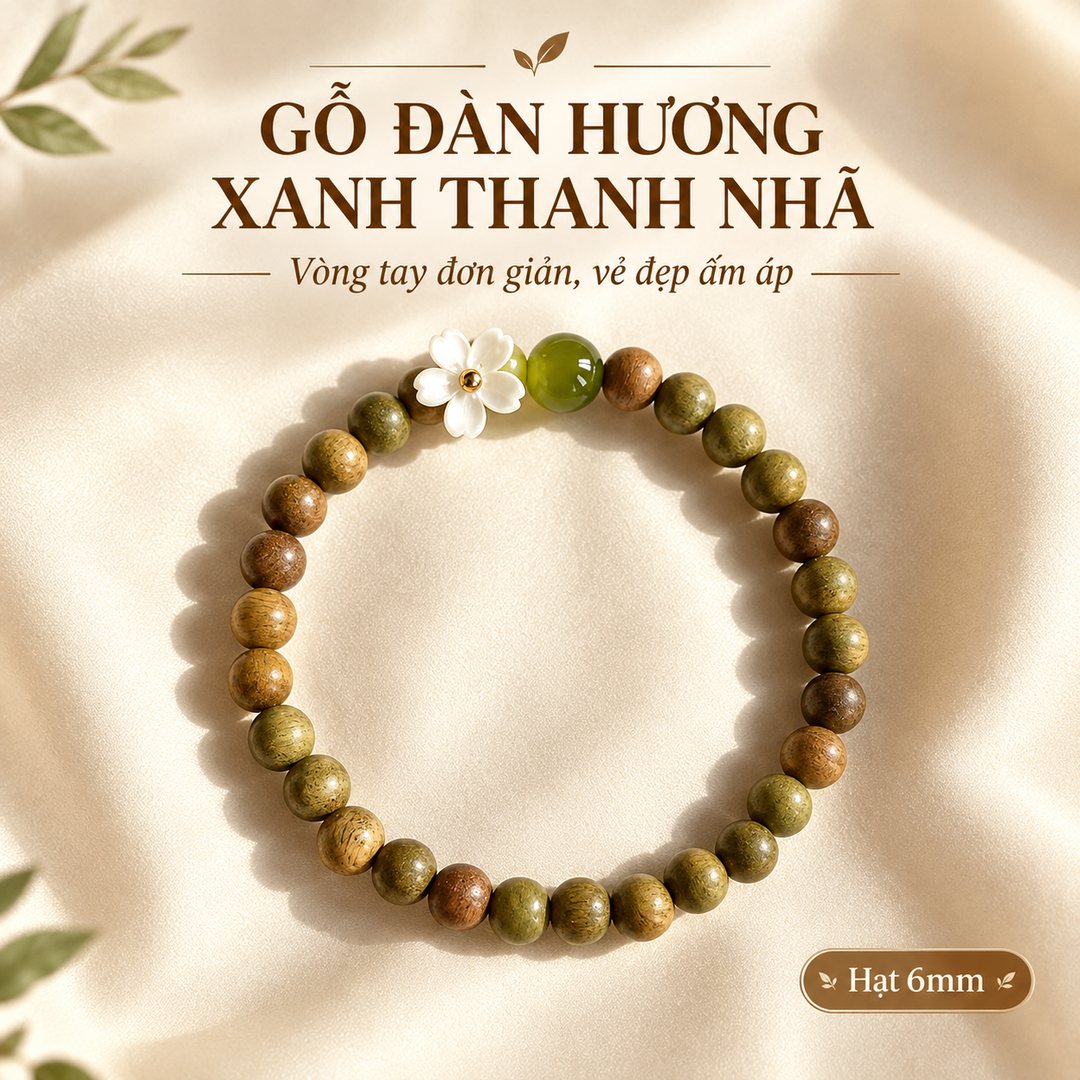 Vòng gỗ đàn hương xanh hạt 6mm